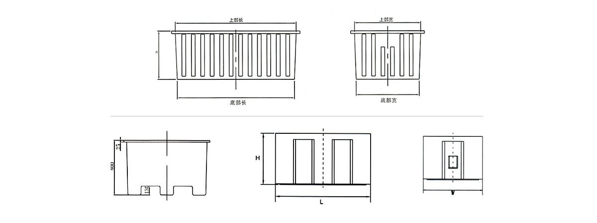 PE方(fāng)桶、周轉箱尺寸線稿圖