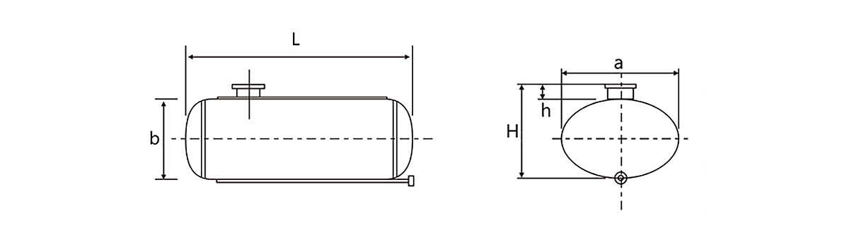 臥式儲罐尺寸線稿視(shì)圖